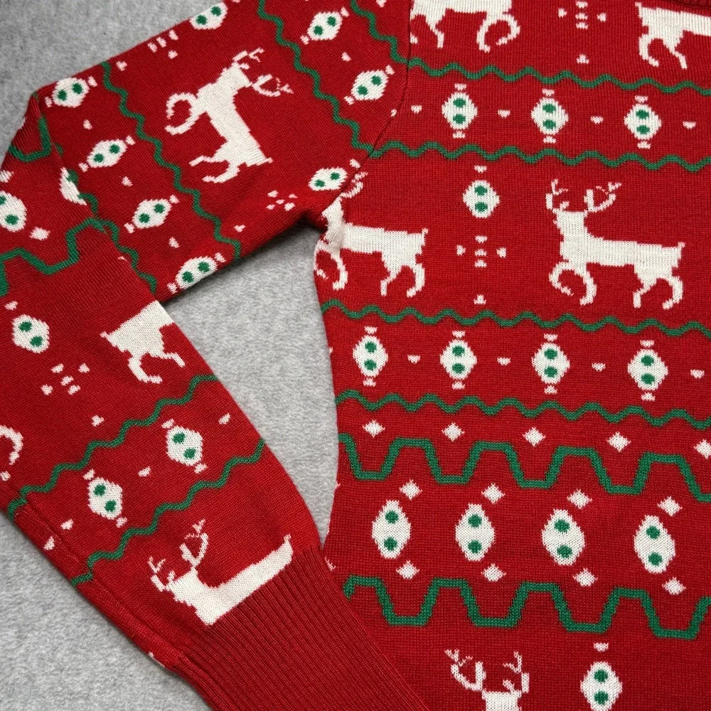 Tipsy Elves Women’s Christmas Sweater Dress Red Reindeer Ugly Holiday Party‎ M